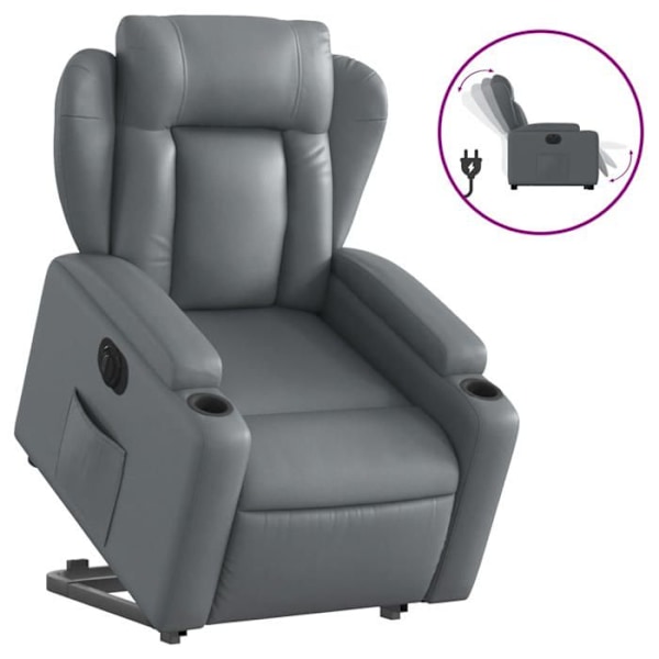 TV-fauteuil med elektrisk lyftfunktion, mycket bekväm i grå PVC DEC028383 Grå