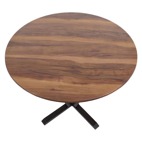 Bistrobord spisebord i træ og HPL, diameter 92 cm, udseende som sheshammel. 04_0008527 kastanj