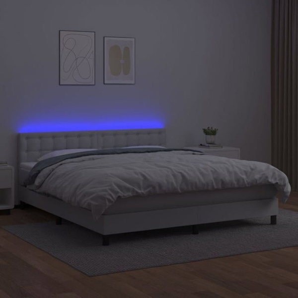 LED-sängram - Ej specificerad - 180x200 cm - Vit konstläder - 2 platser - Modern design Vit