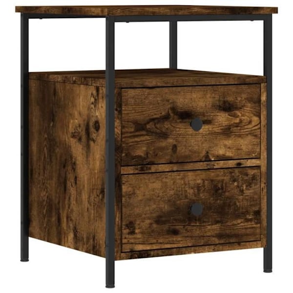 Sæt med 2 natborde med skuffer og hylde 44 x 45 x 60 cm ingeniørtræ brun og jern DEC035143 kastanj