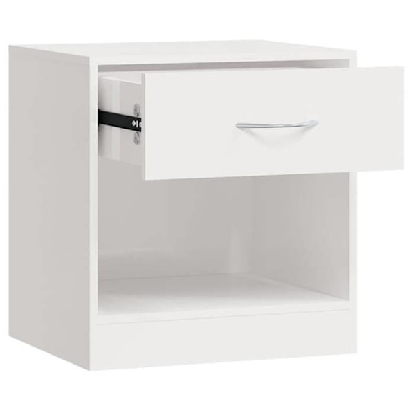 Set med 2 sängbord med låda 36,5 x 30,5 x 38 cm i vit högblanka ingenjörsträ DEC034843 Vit