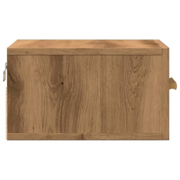 Væghængt natbord med skuffe 35 x 35 x 20 cm ingeniørtræ i egetræfarve DEC034245 kastanj