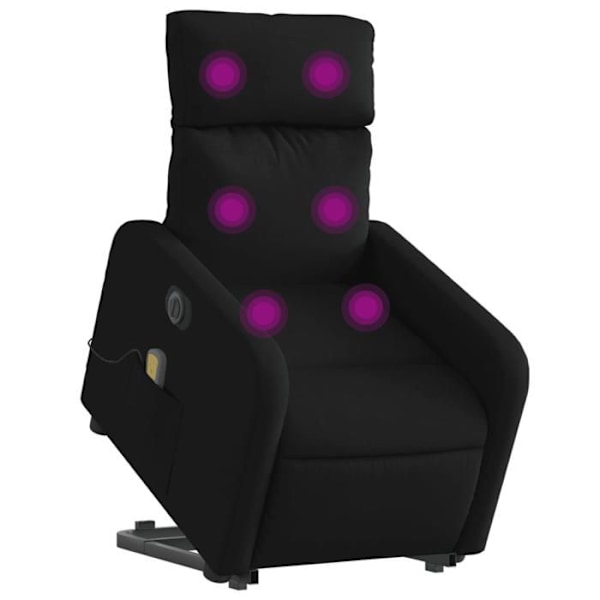 Relaxationsstol med massagefunktion og elektrisk løftefunktion i sort stof DEC027824 Svart