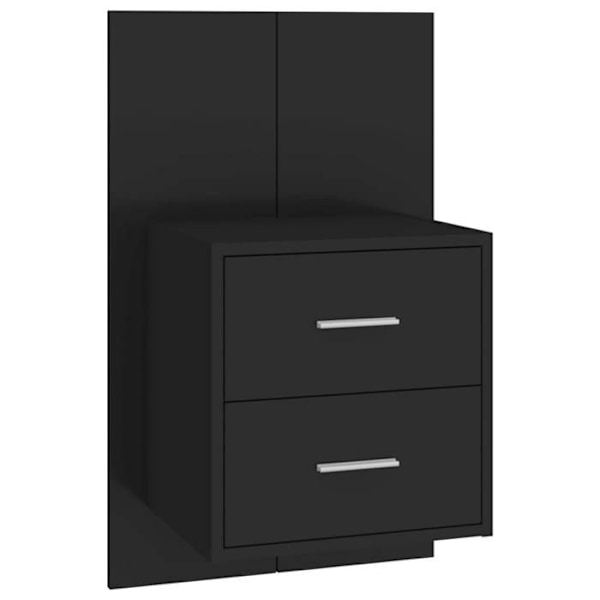 Væghængt natbord med to skuffer 48,5 x 32,5 x 80 cm i sort ingeniørtræ DEC034306 kastanj