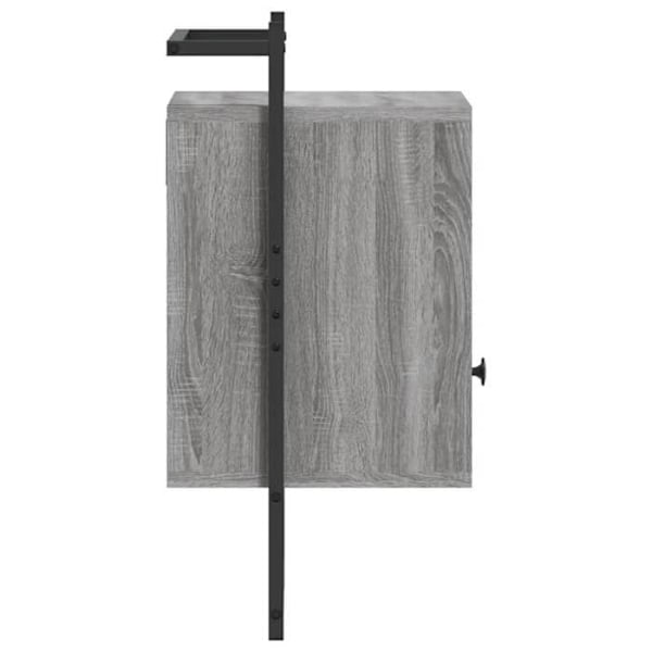 Væghængt natbord med skuffe og rum 40 x 30 x 61 cm i grå ingeniørtræ og metal DEC034329 kastanj