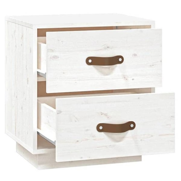 Nattetable med to skuffer 40 x 34 x 45 cm hvid fyrretræ DEC036210 Vit
