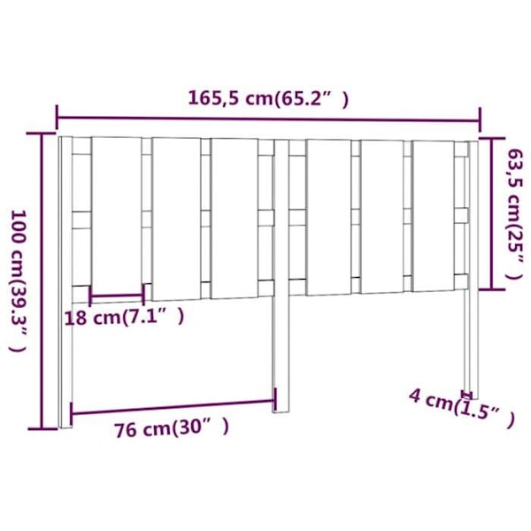 Sänggavl - Furu - Svart - 165,5 x 4 x 100 cm - Modern design - Rustik charm Svart