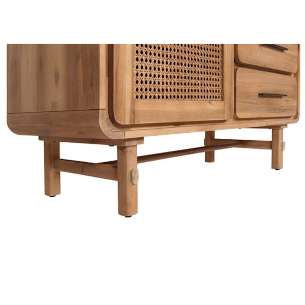 Kommode kaappi buffet 4 laatikolla ja 3 varastokompartimentilla rottinkia ja massiivista akasiaa sävyssä 101x109x45 cm 04_0006522 kastanj