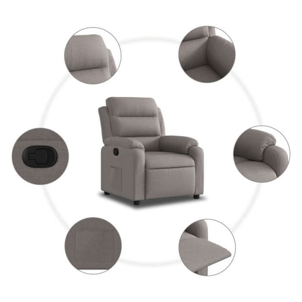 Fauteuil relax TV med komfortabel polstring og manuel hældningsfunktion i taupe stof DEC028183 Guld