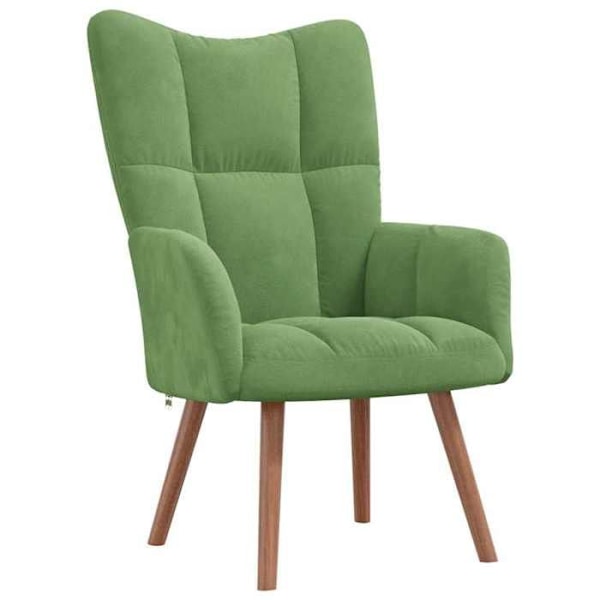 Moderne design lounge stol med fodskammel i lysegrønt fløjl DEC026550 Grön