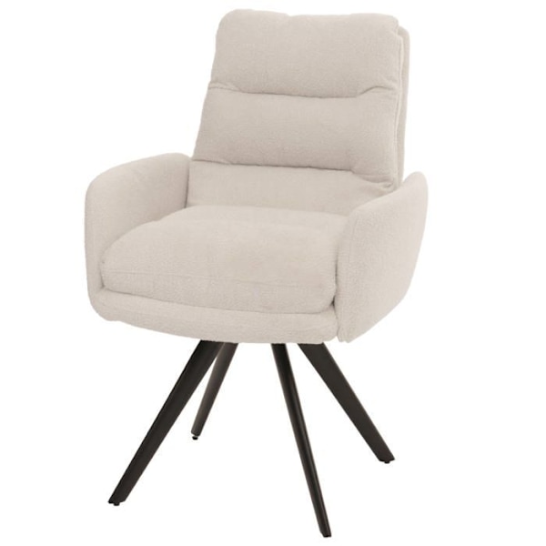 Spisestol, køkkenstol, drejelig, automatisk position, stof/tekstil, hvid creme boucle, med armlæn 04_00062 Vit