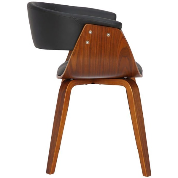 2 kpl retro-design ruokailutilan tuoleja, ruskea puurakenne ja musta PVC-istuin 10_0001686 kastanj