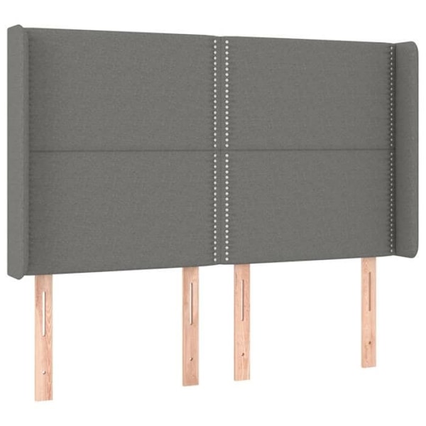 Sänggavel tillbehör säng sovrum möbel med LED 147 x 16 x 118/128 mörkgrå tyg
