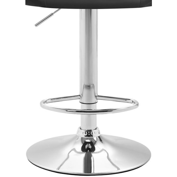 Bar stool x1 säädettävä ja pyörivä, pyöreä selkänoja mustasta PVC:stä, jalusta kromimetallia TDB10804 Metall
