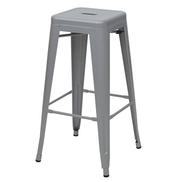 Set av 4 stapelbara barstolar i metall, grå, industriell design 04_0007581 Grå