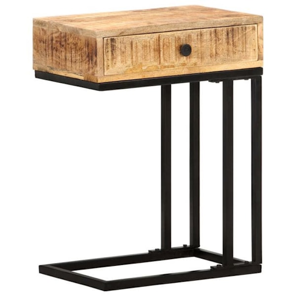 Lille sidebord med U-formet skuffe 45 x 30 x 61cm i mango-træ og stål DEC032433 kastanj