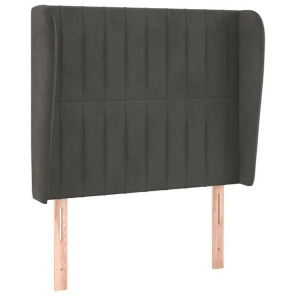 Hovedgærde til soveværelse med sidekant 103 x 23 x 118/128 mørkegrå velour