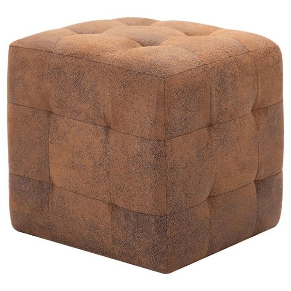 2 kpl 30 x 30 x 30 cm PVC-nahkakiiltopinnalla varustetut nappipehmustetut pöydät, ruskea DEC029937 kastanj