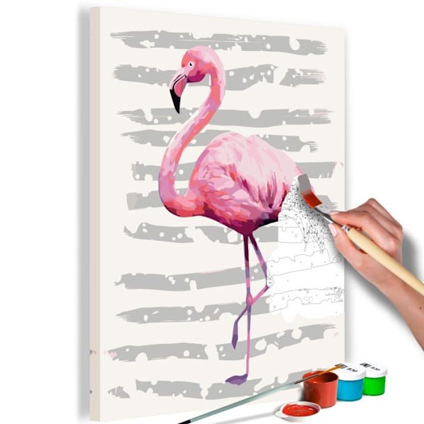 Malebillede til selv at male med tal, motiv af charmerende flamingo 40 x 60.