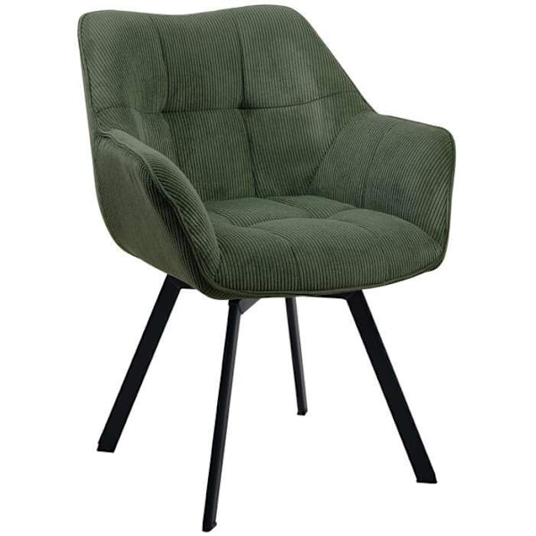 Comfortabel, drejbar dining chair i grøn fløjl og sort metal 10_0002035 Metall