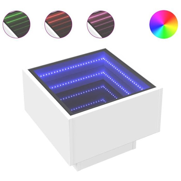 Yökyntöpeili LED-valolla 40 x 40 x 30 cm valkoista insinööripuuta lasi DEC033125 Vit