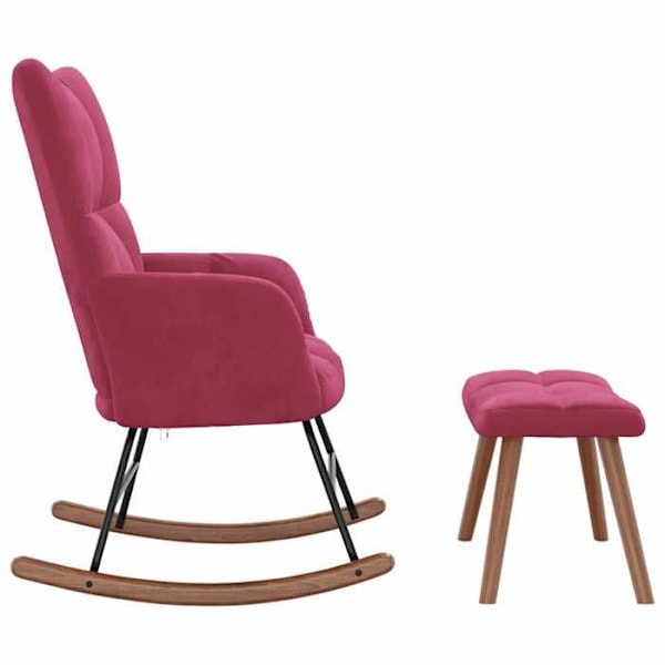 Polstret ammestol med vippefunktion til stuen med fodskammel i bordeaux velour DEC028844 Bordeaux