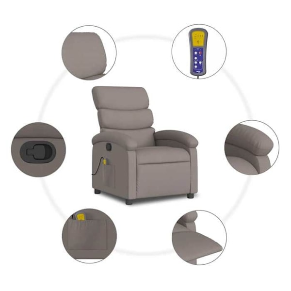TV-avslappningsfåtölj med massagefunktion, lutbar, 6 massagestationer i taupe tyg DEC027113 Mol