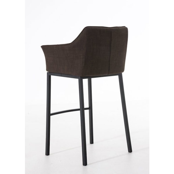 Baari stool, korkea baarituoli, neliömuotoinen, ruskeassa kangaspäällisessä, 4 tukevat metallijalkaa, musta 10_0004702 kastanj