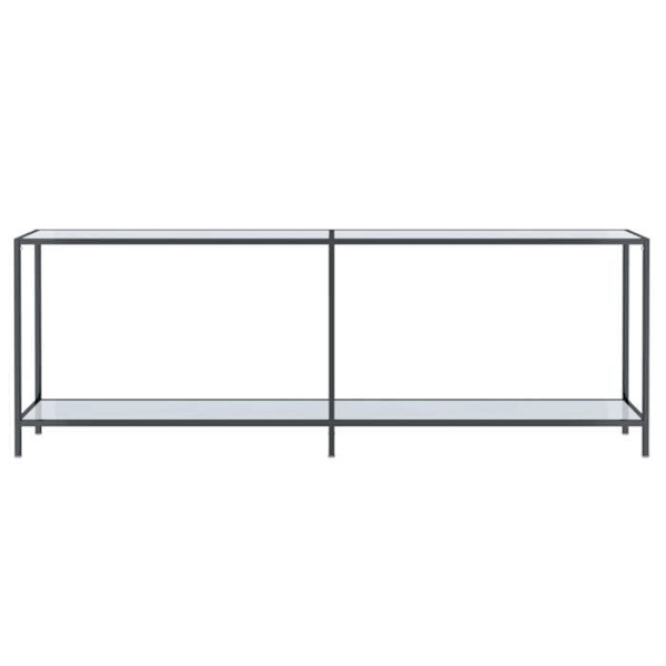Konsolbord til entre, stuebord 220 x 35 x 75,5 cm, hærdet glas med marmorlook i hvid og stål DEC031706 Vit