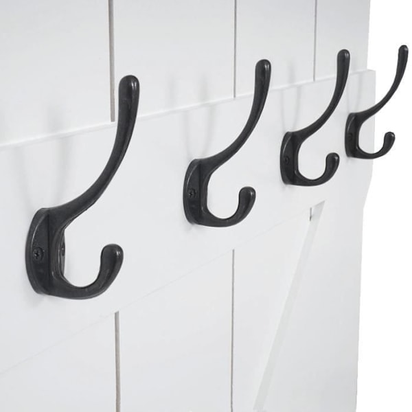 Väggmonterad klädhängare dekorativ panel med 6 krokar 91 x 60 vit