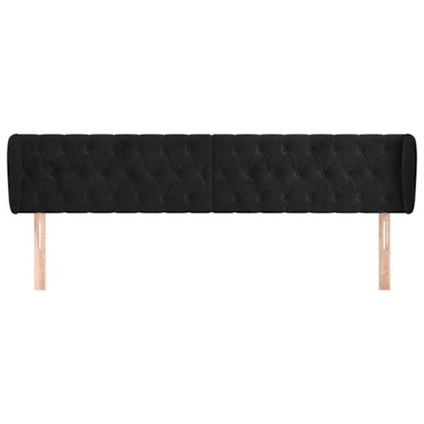 Sänggavel tillbehör säng sovrum möbel klädd med sidokant 203 x 23 x 78/88 cm Svart sammet TDL0