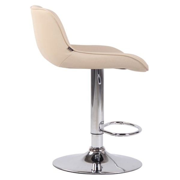 Set med 2 barstolar i hög stil i PVC creme, vertikala sömmar och stöd av krommetall 10_0004274 Grädde