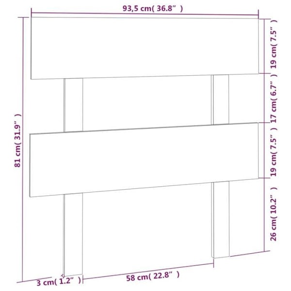 Sänkyhuoneen lisävaruste, sängynpääty, huonekalu 93,5 x 3 x 81 vaaleaa massiivipuuta