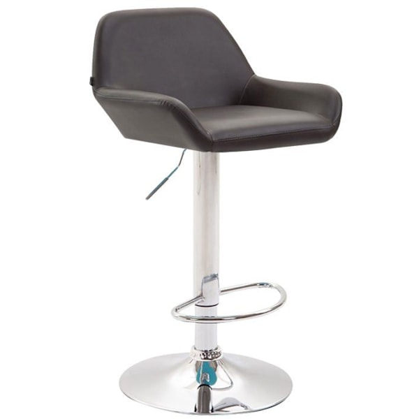 2 kpl baarijakkaroita, metallinen krominen kaarenmuotoinen korkea jalka, PVC-maton ruskea istuin 10_0004020 kastanj