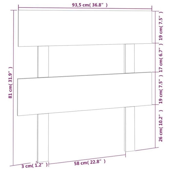 Hovedgærde - Massivt fyrretræ - 93,5 x 3 x 81 cm - Moderne stil - Brun farve