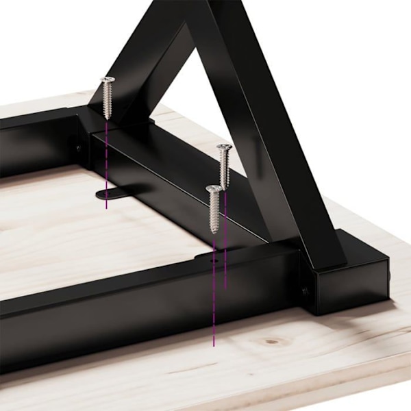 Spisebord i industriel design køkken 90 x 90 x 75,5 cm, massiv fyrretræ og stål, DEC036843 kastanj