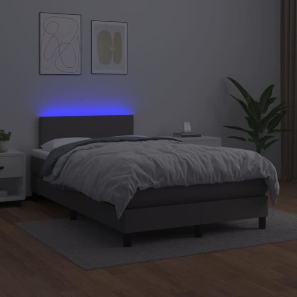 LED-sänkykehys silkki yöpöytä patja toppaus 120 x 200 synteettinen harmaa