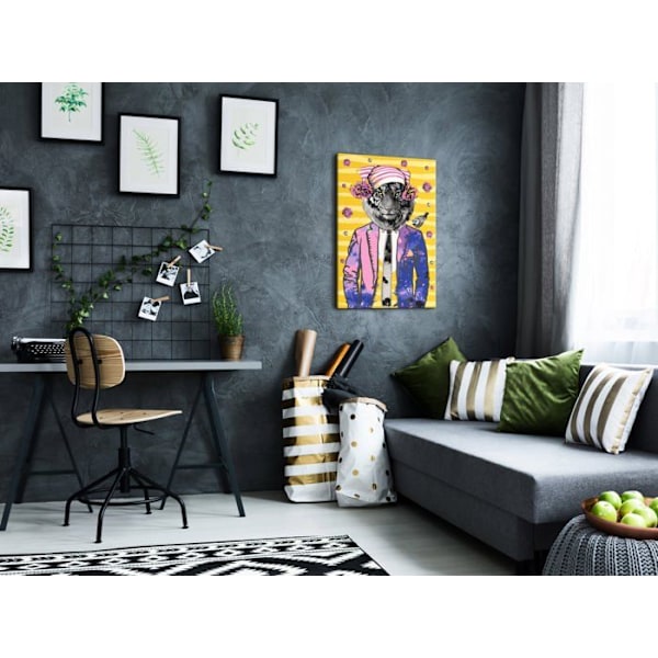 Målarbok att måla själv, målarfärger enligt nummer, motiv Tiger med hatt 40 x 60.