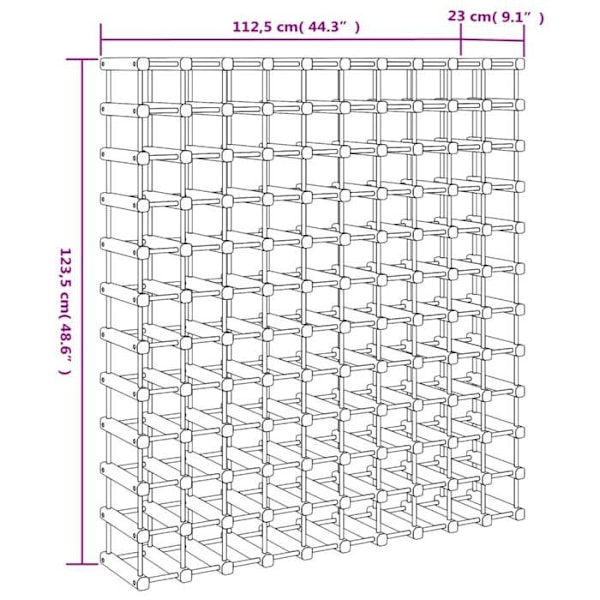 Stativ til vinflasker reol til opbevaring af vin til 120 flasker 112,5 x 23 x 123,5 cm i fyrretræ DEC024394 kastanj