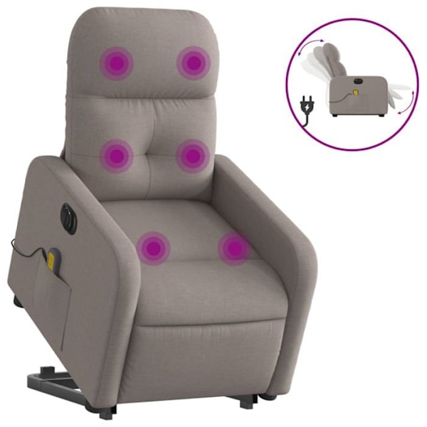Massagefåtölj med lutningsfunktion och elektrisk lyftfunktion i taupe tyg DEC027862 Mol