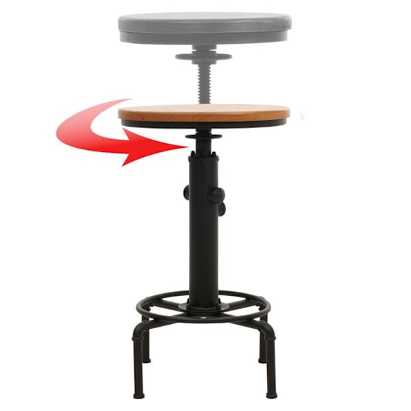 Bistro barbord med højdejustering, fodstøtte, roterende sæde i stål og træ, diameter 50 cm 04_0008521 kastanj