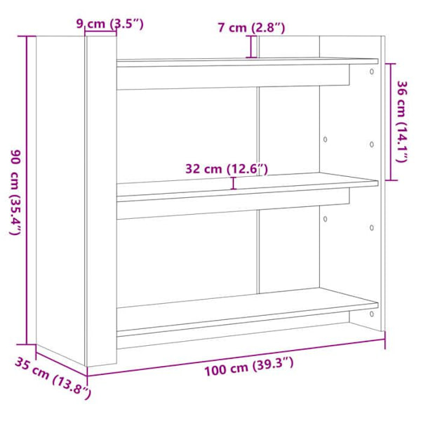 Konsolbord för praktisk avställning, organiserad hall, 100 x 35 x 90 cm, vitt ingenjörsträ DEC031682 Vit