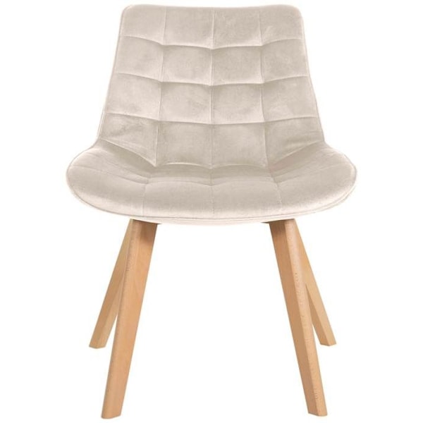 Pakke med 2 designermiddagsstole i skandinavisk stil med firkantede syninger i cremelæder og lysetræsbade 10_0001684 kastanj
