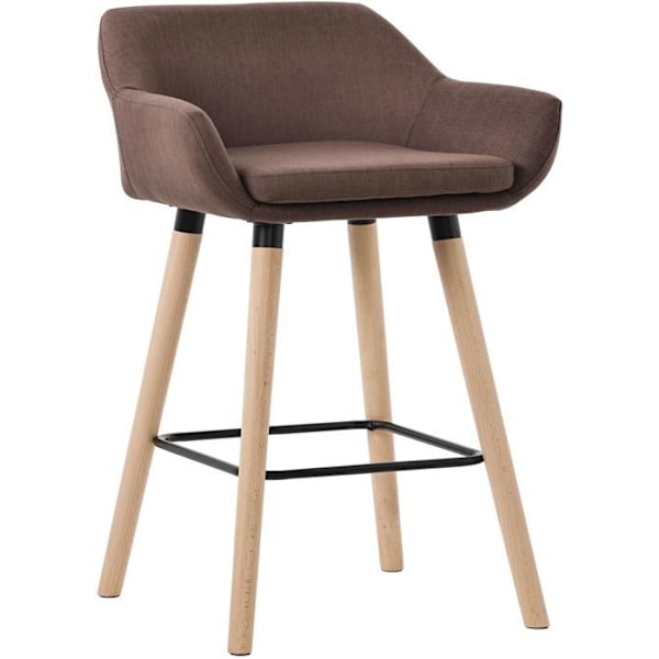 Bar lounge taburet x1 skandinavisk design stofsæde i kaffe farve træben fodstøtte i metal 10_0004919 kastanj