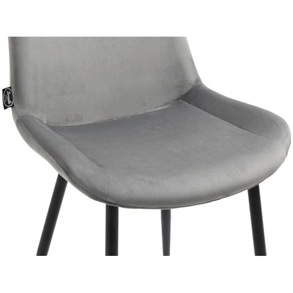 Set med 2 stolar i modernt matborddesign, grå sammetssits och svarta metallben 10_0001638 Grå