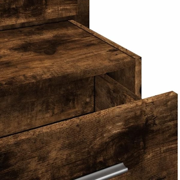 Seinäyöpöytä LED-valoilla ja laatikolla 48,5 x 32,5 x 80 cm ruskeaa puu-tekniikkaa DEC034172 kastanj