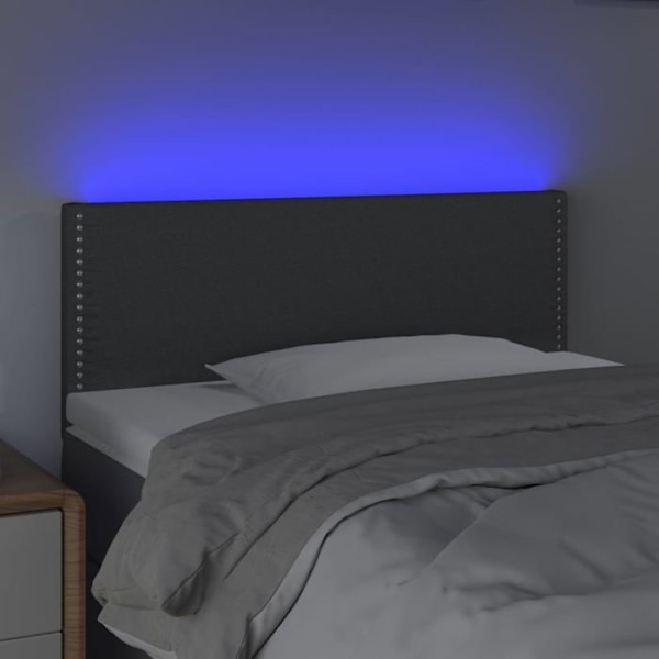 Hovedgærde til soveværelse med LED-møbel 80 x 5 x 78/88 i mørkegrå stof
