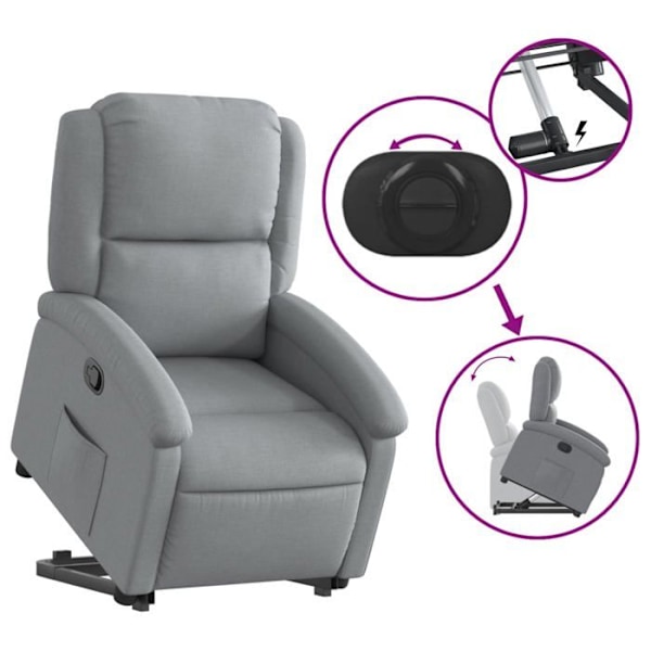 Fauteuil relax TV med komfortabel polstring, elektrisk løftefunktion i lys gråt stof DEC027907 Grå