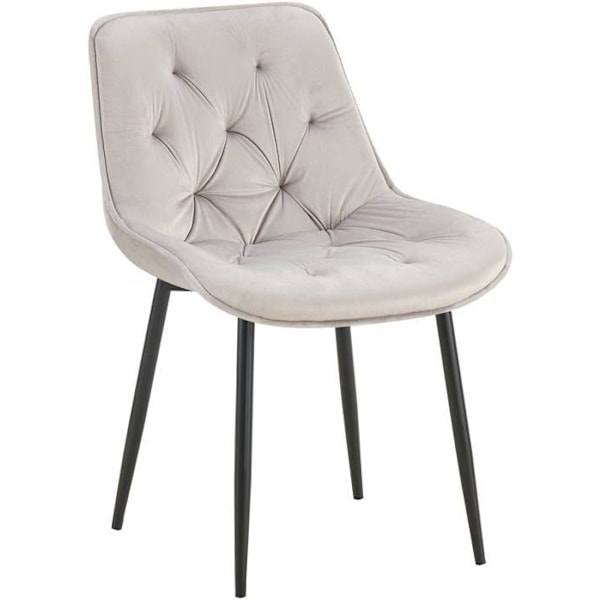 Spisestole x1 med polstret sæde og ryg i grå velour og sort metal 10_0002165 Grå