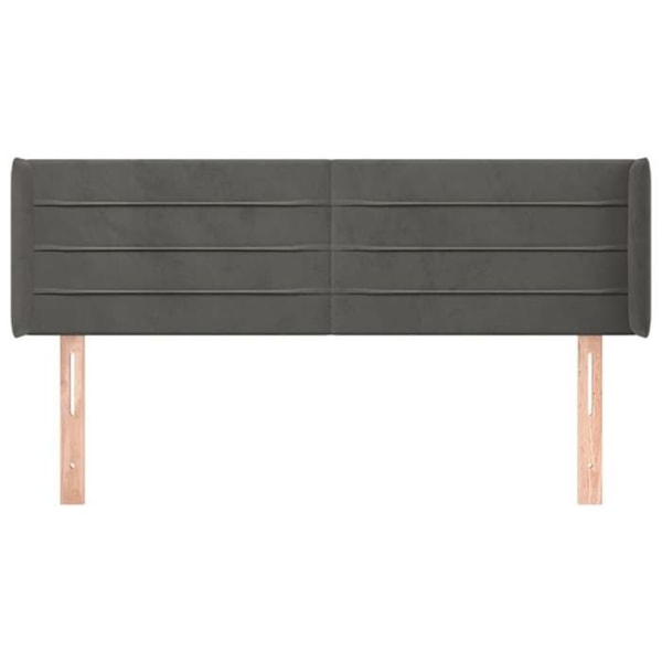 Sengegavl tilbehør soveværelse møbel med sidekant 147 x 16 x 78/88 mørkegrå velour
